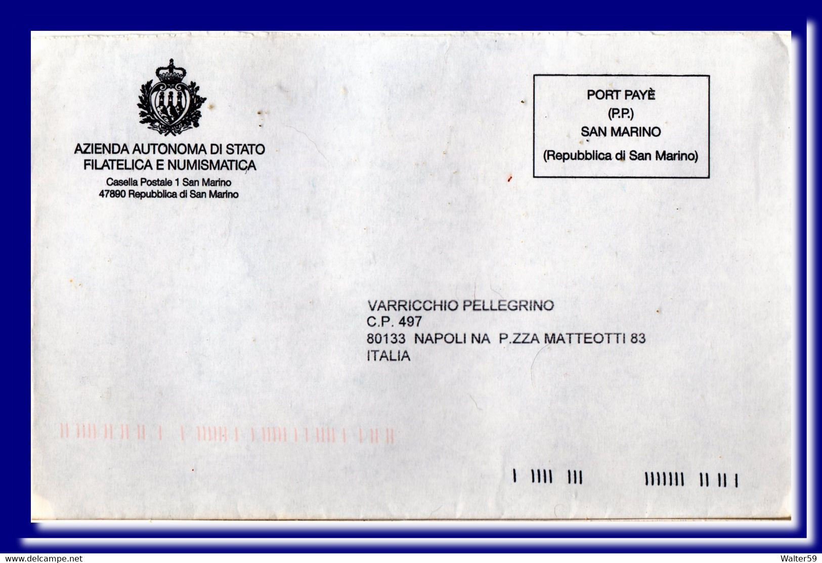 2000 ? San Marino Saint Marin Lettre En Port Paye Voyagee Pour L'Italie - Lettres & Documents