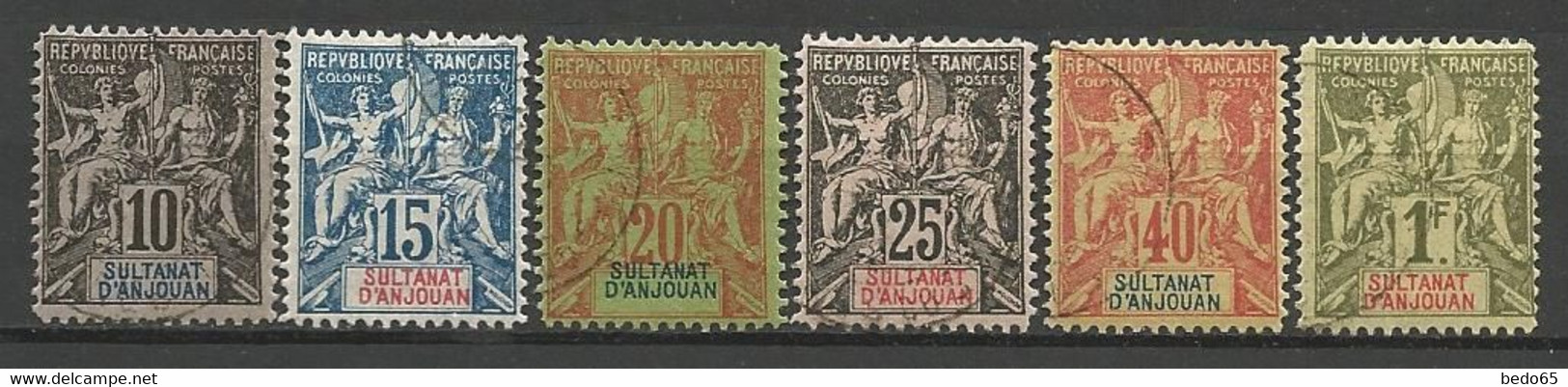 ANJOUAN LOT Faux De FOURNIER N° 5 à 8 /10 / 13 OBL Cote 190€ - Used Stamps