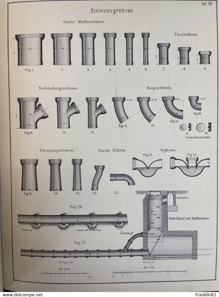 Fünfzehn Lithographierte Tafeln Zu Dem Werke Kanalisation. - Architectuur