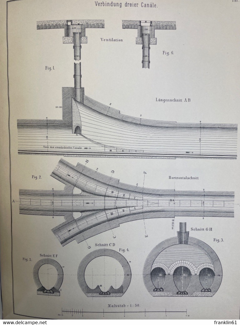 Fünfzehn lithographierte Tafeln zu dem Werke Kanalisation.