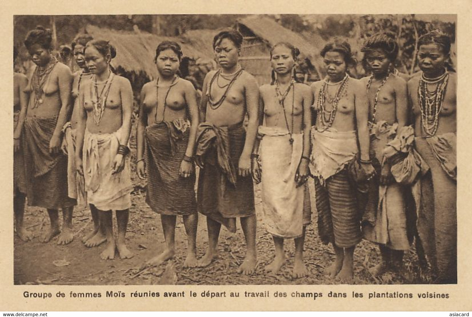 Ethnic Moi Tribe Nude Women Going To Work In The Fields . Exhibition Of Natives As Animals French Style Colonists - Azië