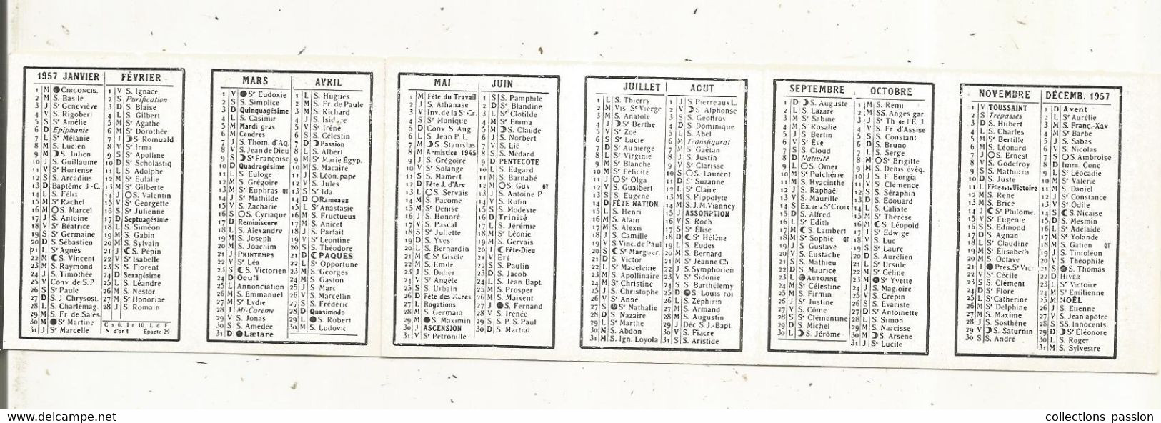 Calendrier Petit Format ,1957 ,  Photos D'églises, Pont, De Chatellerault,  2 Scans - Tamaño Pequeño : 1941-60