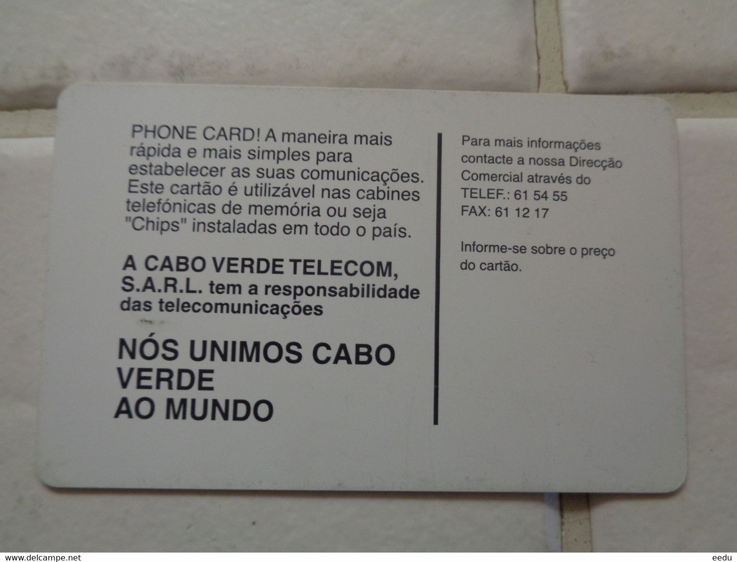 Cape Verde Phonecard - Kaapverdische Eilanden