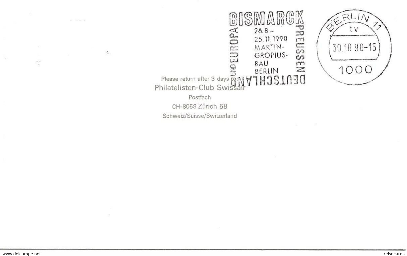 Liechtenstein: 1990 Swissair Air Mail Brief Zürich - Berlin - Brieven En Documenten