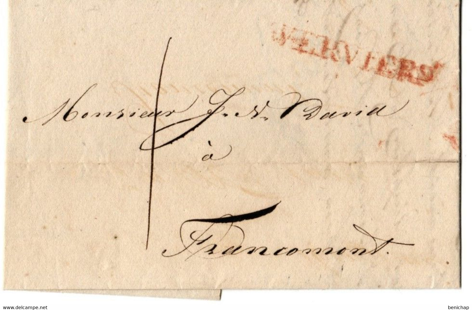 Lettre Avec Contenu De  1823 + Port + Griffe Verviers - Francomont . - 1815-1830 (Dutch Period)