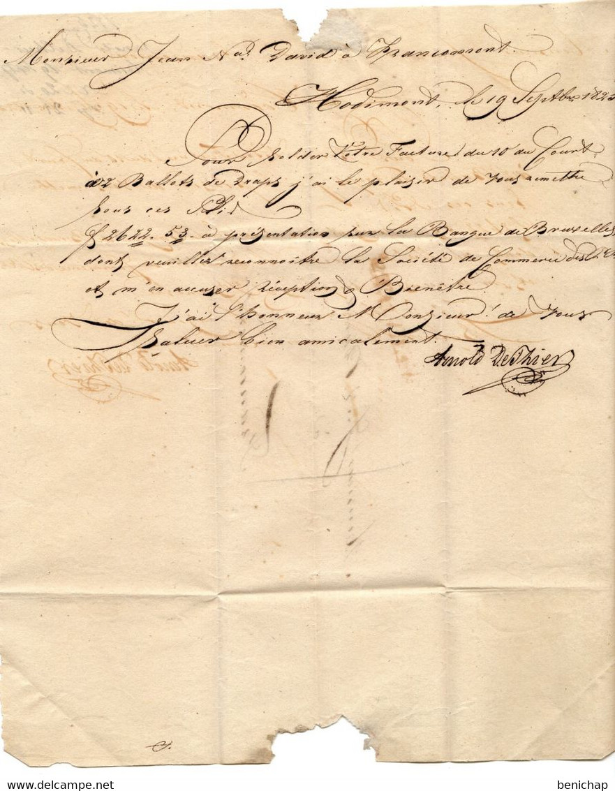 Lettre Avec Contenu De  1823 + Port + Griffe Verviers - Francomont . - 1815-1830 (Dutch Period)