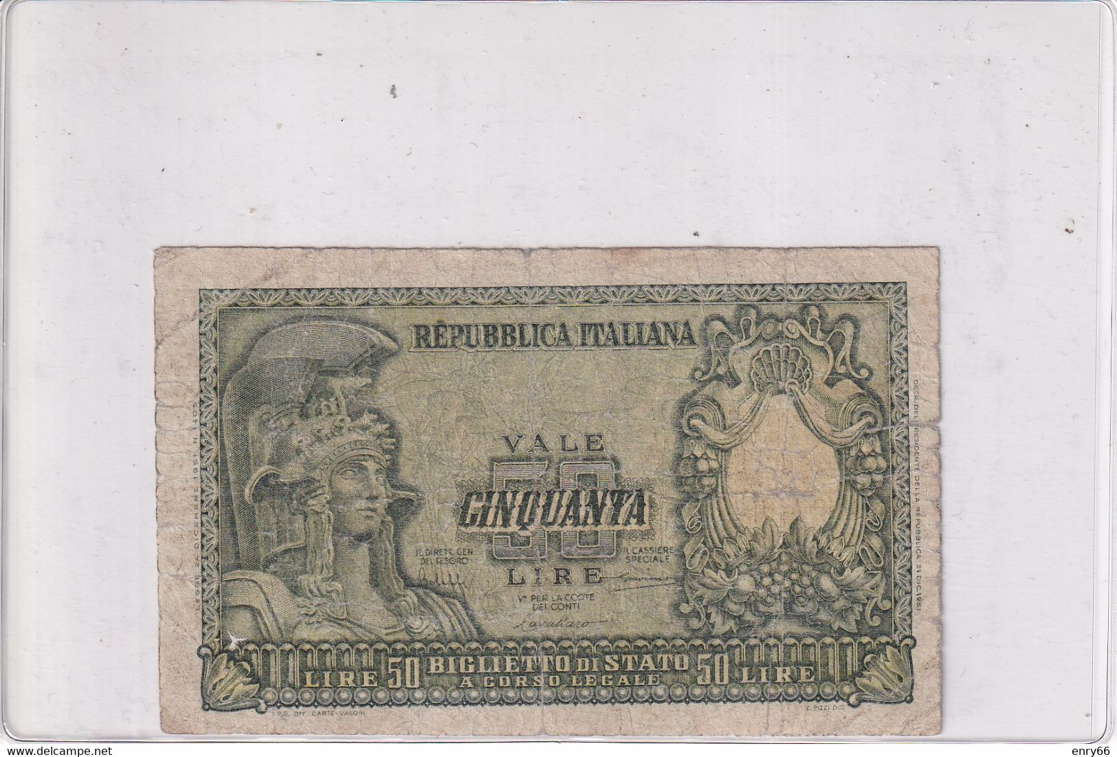 ITALIA 50 LIRE 1951 CAT. 23A - 50 Lire