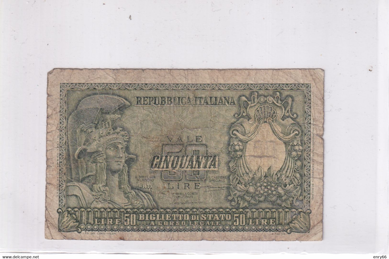 ITALIA 50 LIRE 1951 CAT. 23A - 50 Liras