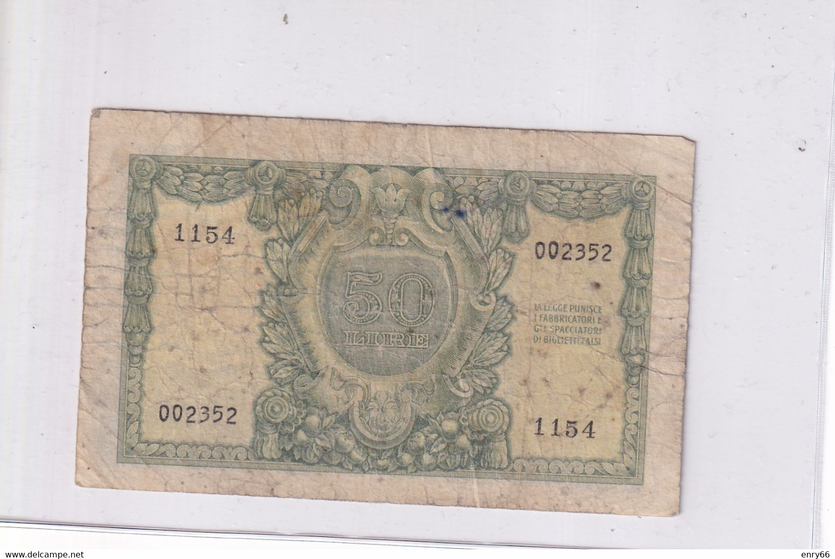 ITALIA 50 LIRE 1951 CAT. 23A - 50 Liras