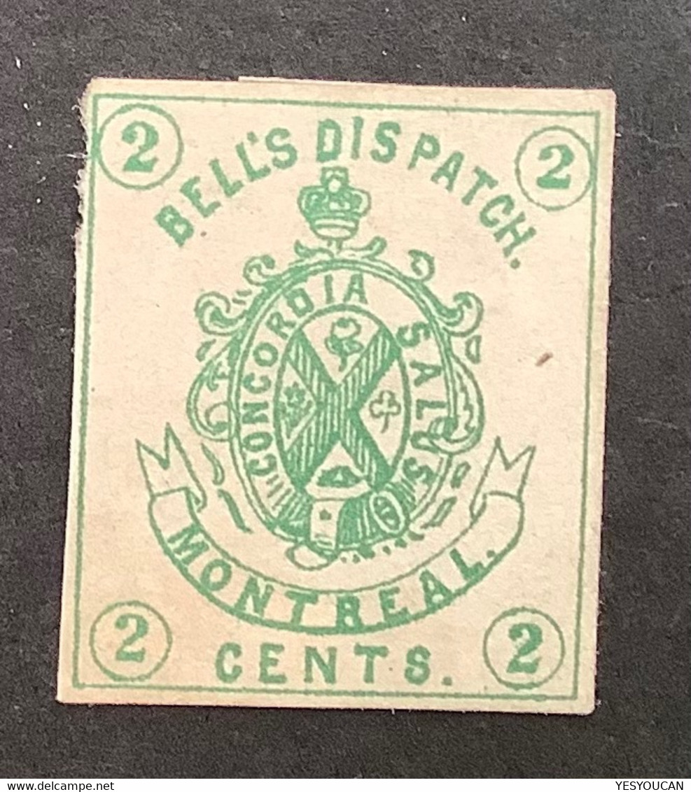 "BELL’S DISPATCH MONTREAL 2 CENTS"~1864 Scarce Bogus Local Post S.A Taylor T.3 Yellow-green (Canada Poste Locale US USA - Ongebruikt