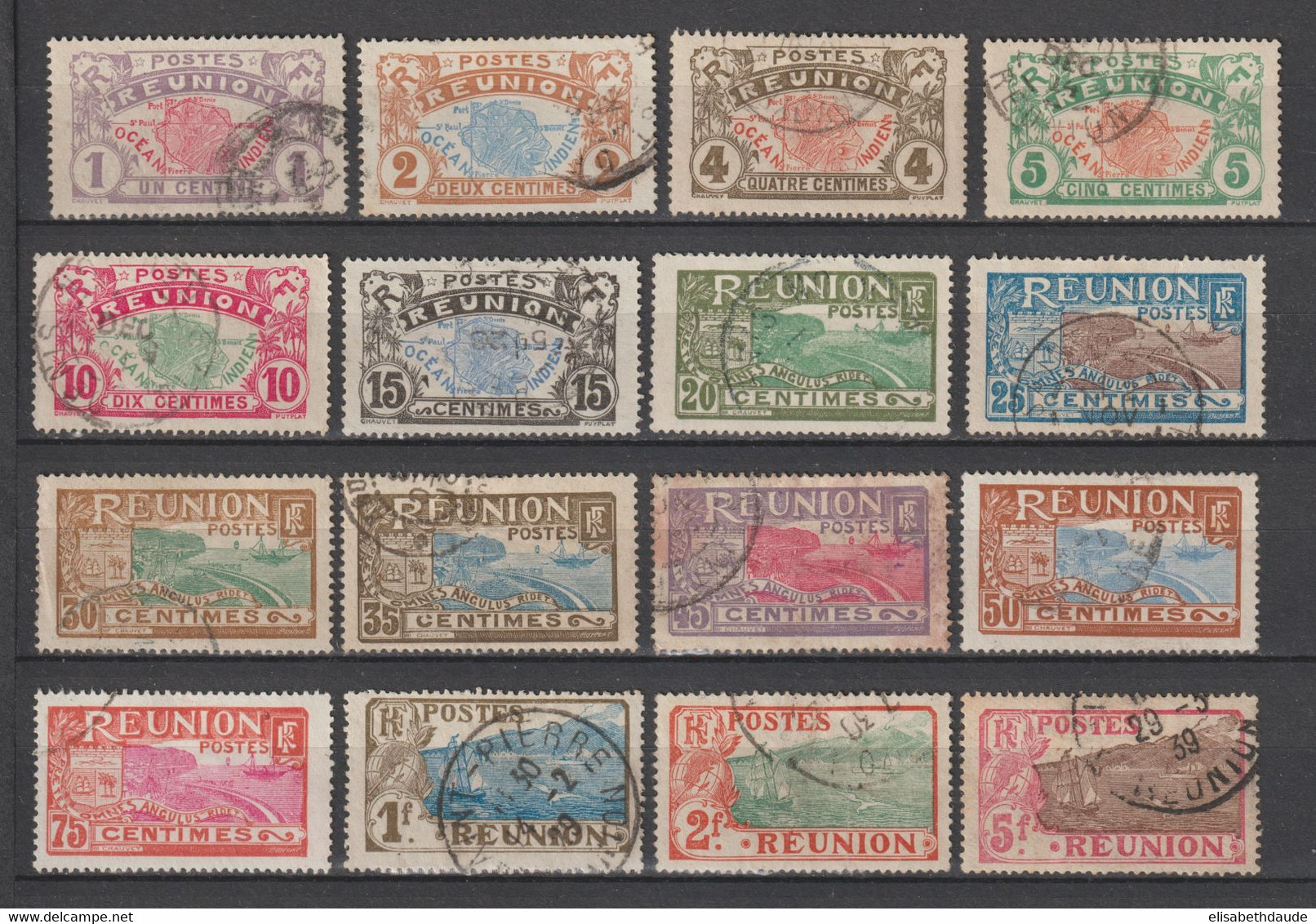 REUNION - 1907 - SERIE COMPLETE - YVERT N° 56/71 OBLITERES - COTE = 32 EUR. - - Used Stamps