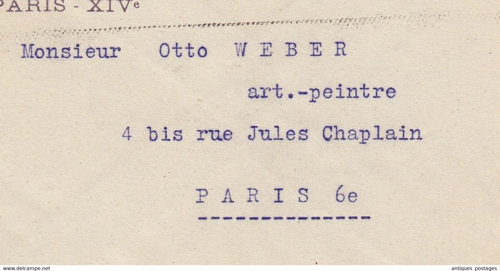 Lettre 1925 Association Des Artistes Suisses à Paris Otto Weber Artiste Peintre Suisse Timbre Pasteur Painting Painter - 1922-26 Pasteur