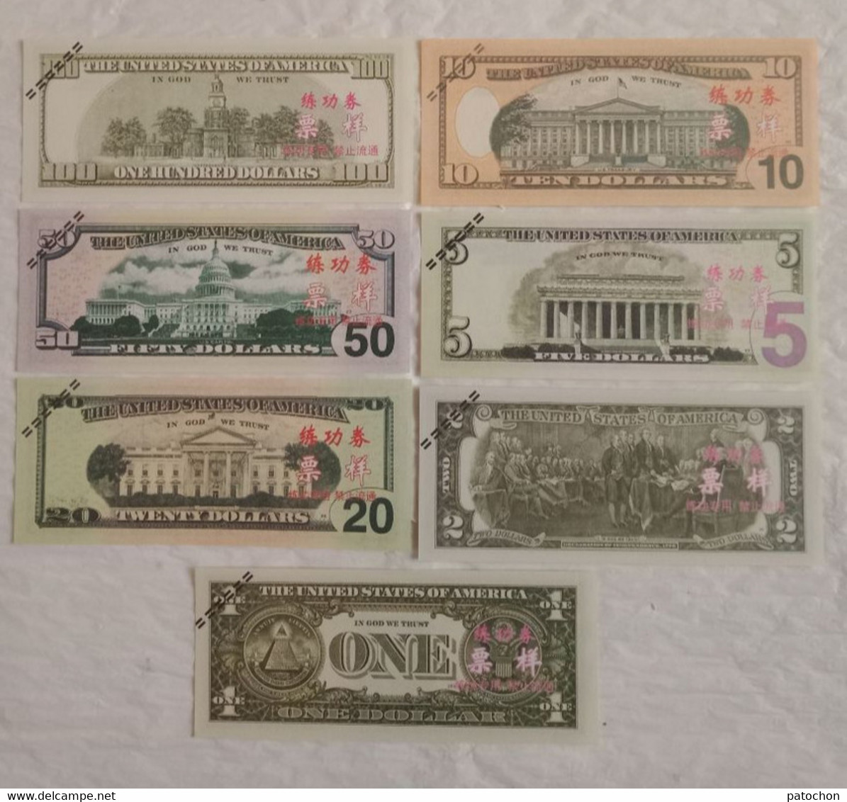 Billet Factice Formation Des Personnels Chine Tours Opérator Olympiade Et Tourisme USA Dollar 1/2/5/10/20/50/100 - Specimen