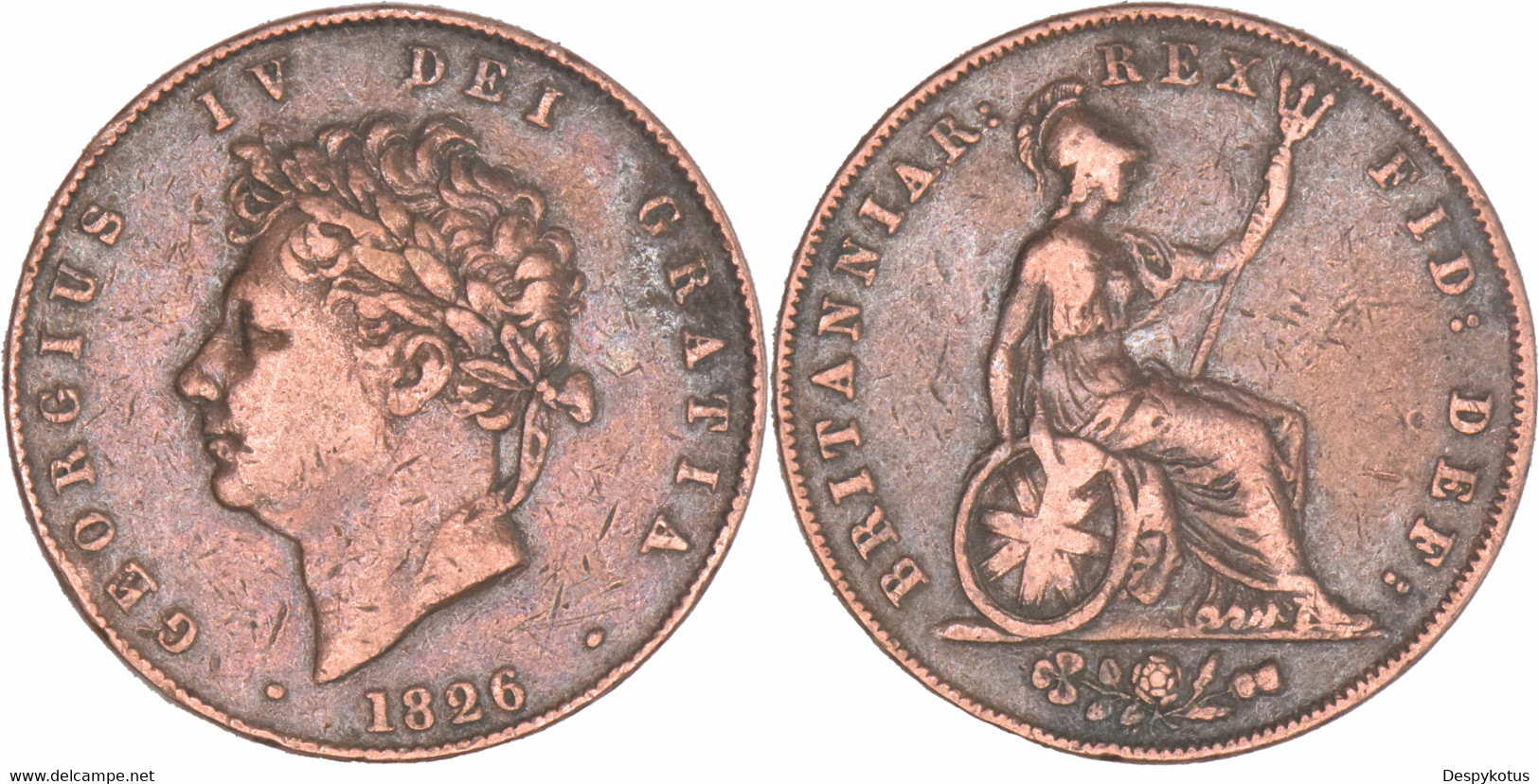 Grande-Bretagne - 1826 - 1/2 Penny - George IV - 28 Mm - QUALITE - 12-109 - C. 1/2 Penny