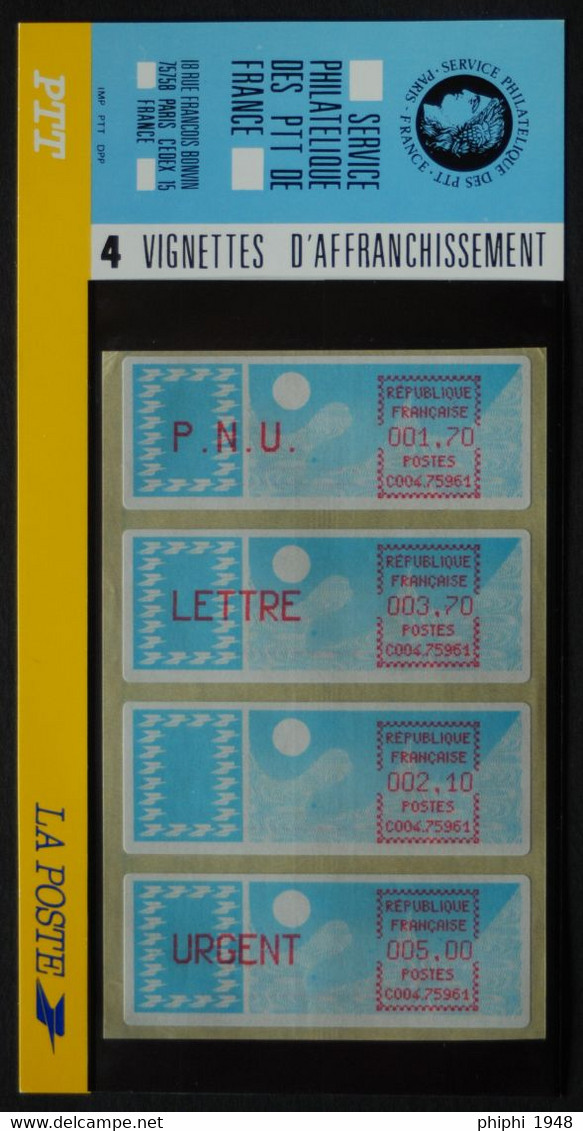 -Plaquette De Quatre VIGNETTES D'AFFRANCHISSEMENT 1985  Type Carrier.  ( Neuves, Fraicheur Postale.) - 1985 Papier « Carrier »