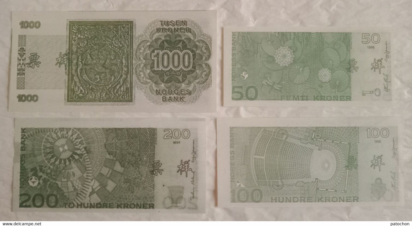 Billet Factice Formation Des Personnels Chine Tours Opérator Olympiade Et Tourisme Norvège Kroner Norges 50/200/1000 - Specimen