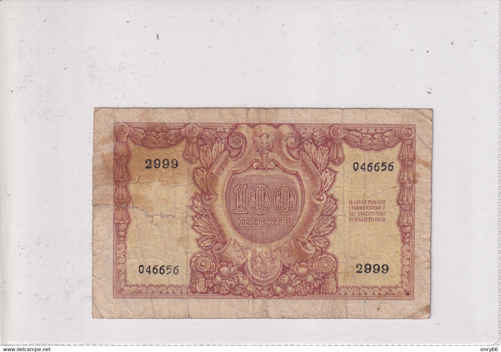 ITALIA 100 LIRE 1951 CAT. 24B - 100 Liras