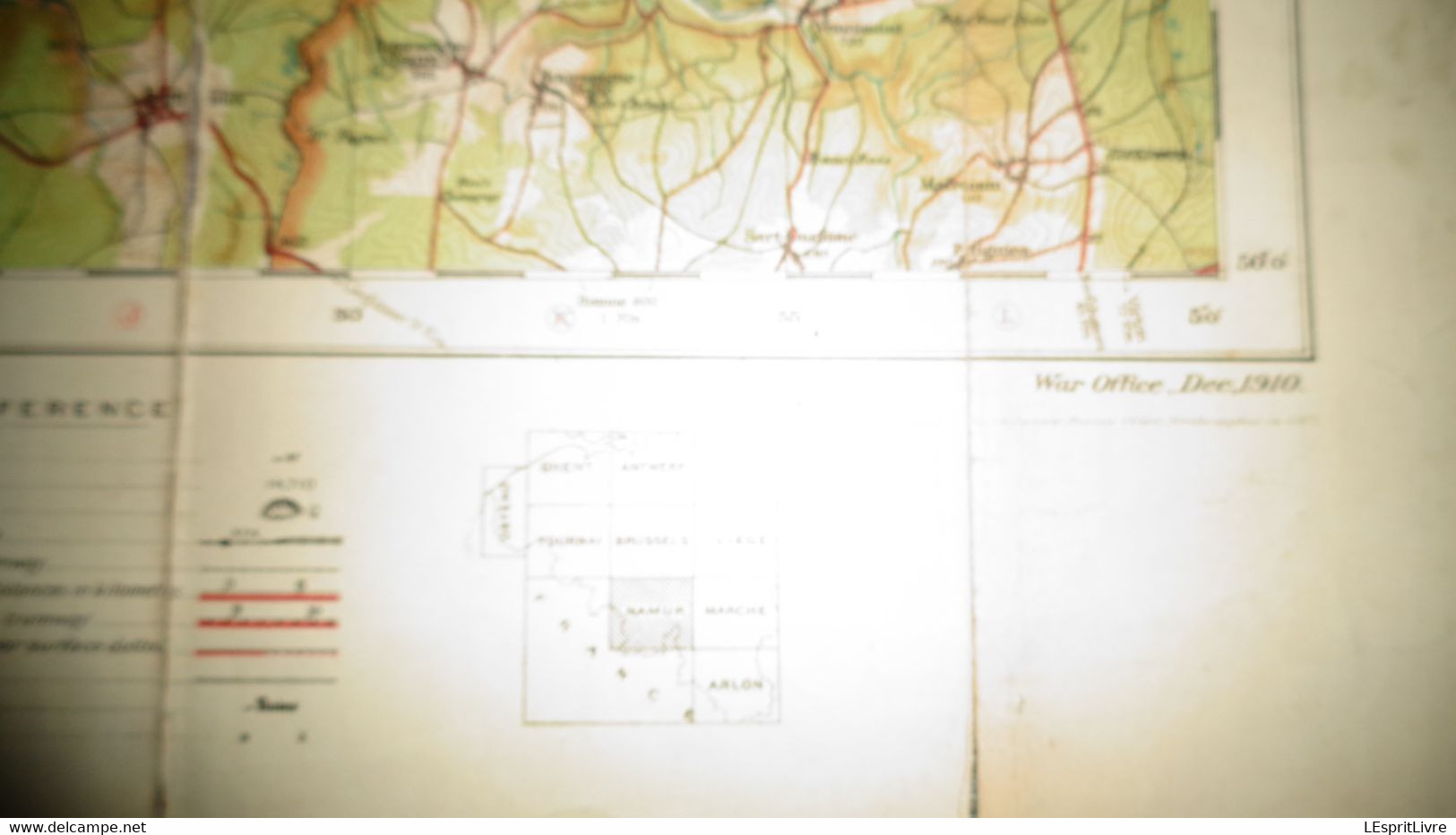 NAMUR Carte Toilée 1/100000 War Office 1910 Dinant Charleroi Givet Froidchapelle Chimay Thuin Binche Entre Sambre Meuse - Cartes Topographiques