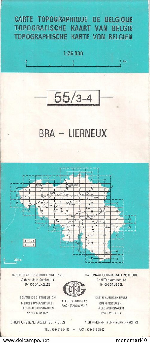 BELGIQUE - CARTE TOPOGRAPHIQUE - BRA - LIERNEUX (MANHAY - MALEMPRÉ - VAUX-CHAVANNE - ARBREFONTAINE)  55/3-4 . - Cartes Topographiques