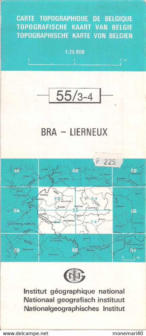 BELGIQUE - CARTE TOPOGRAPHIQUE - BRA - LIERNEUX (MANHAY - MALEMPRÉ - VAUX-CHAVANNE - ARBREFONTAINE)  55/3-4 . - Cartes Topographiques