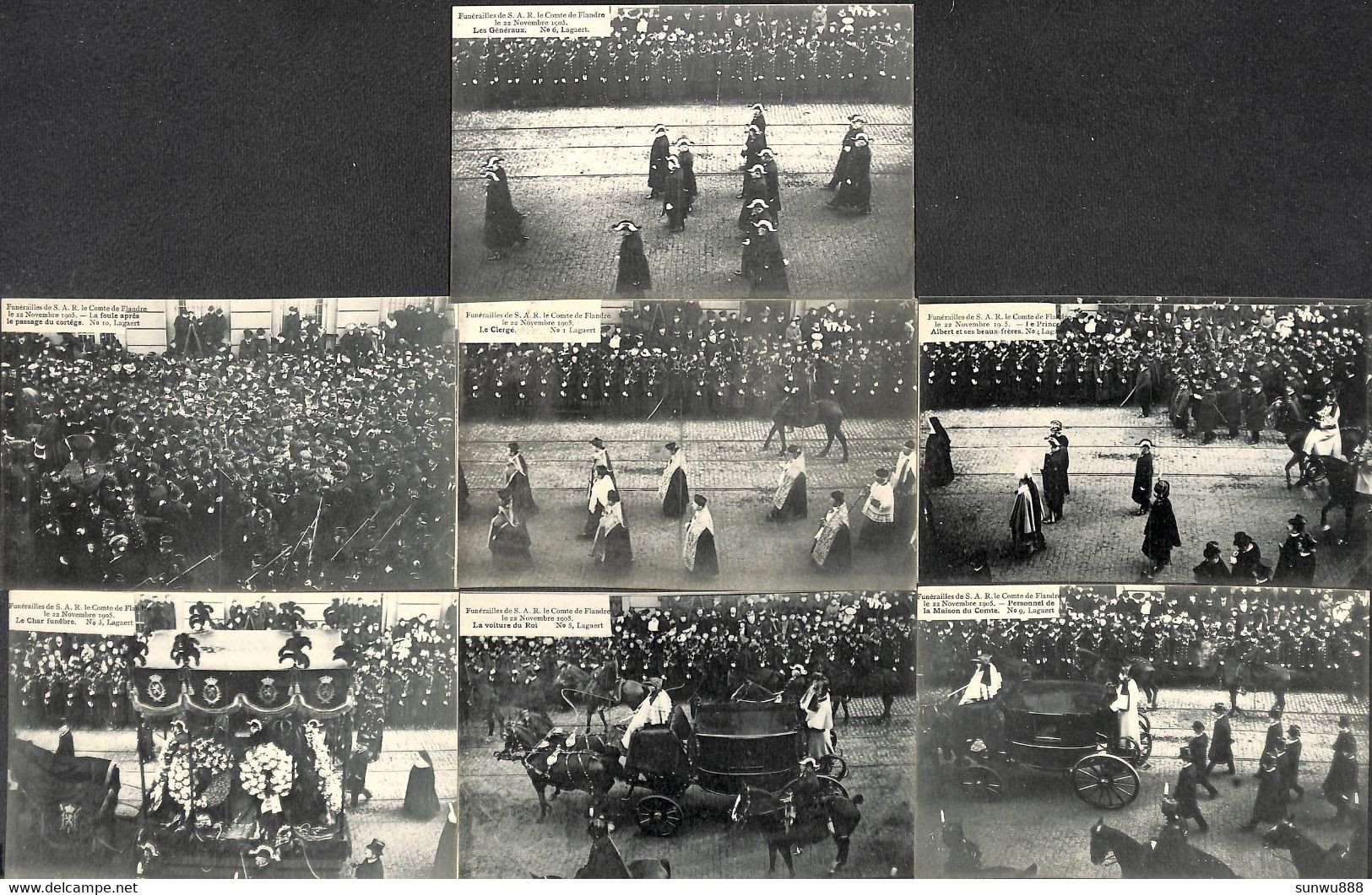 Bruxelles - Funérailles De S A R Comte De Flandre 1905 - Lot 7 Cartes Lagaert - Feiern, Ereignisse