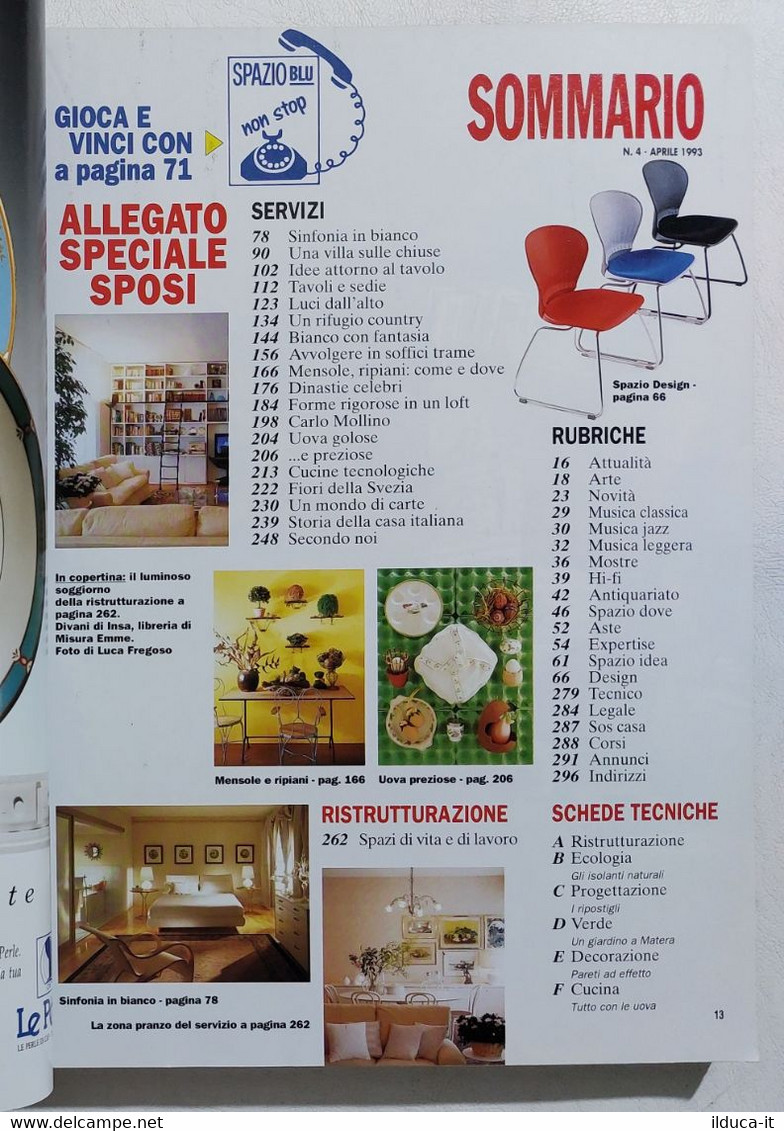 16990 SPAZIO CASA 1993 N. 4 - Sposi + Allegato Sposarsi Oggi - Casa, Giardino, Cucina