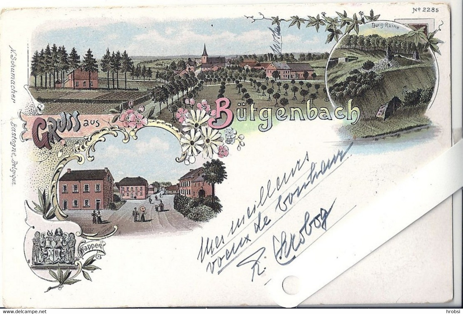 Belgique Bütgenbach, Gruss Litho Vues Multiples Dont Grande Rue (Liege) - Butgenbach - Bütgenbach