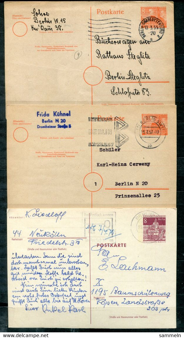 BERLIN - 7 Ganzsachen (1 X Doppelt) - Postcards - Used