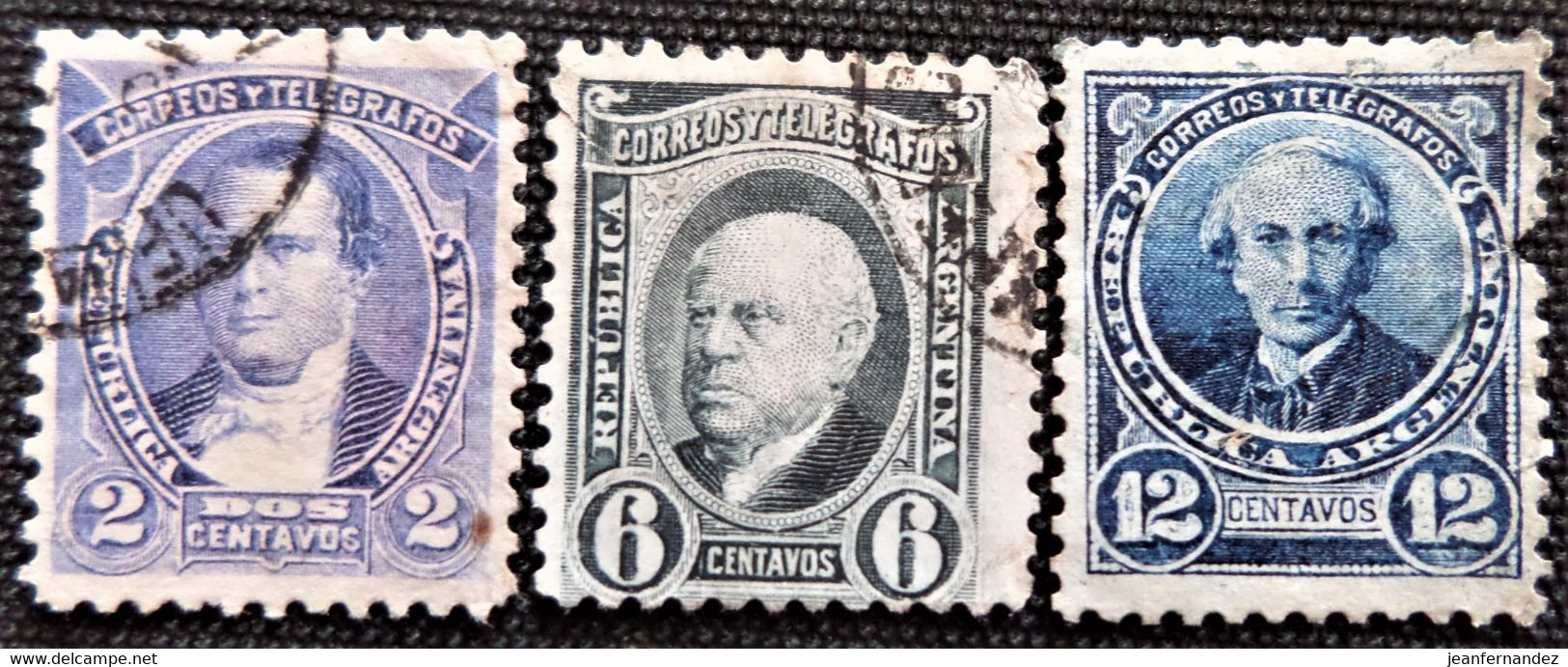 Timbre D'Argentine 1888 -1891 Personalities Stampworld N° 70_74_76 - Usados