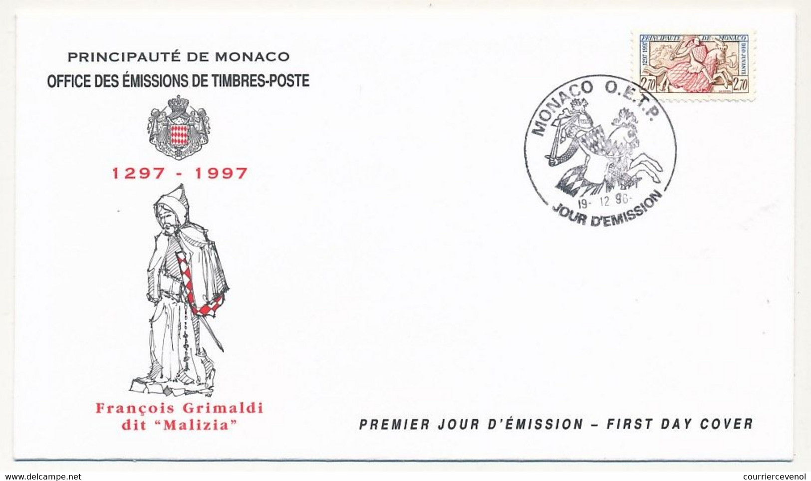 MONACO => Env FDC - 2,70 Deo Juvante - 19/12/1996 - FDC