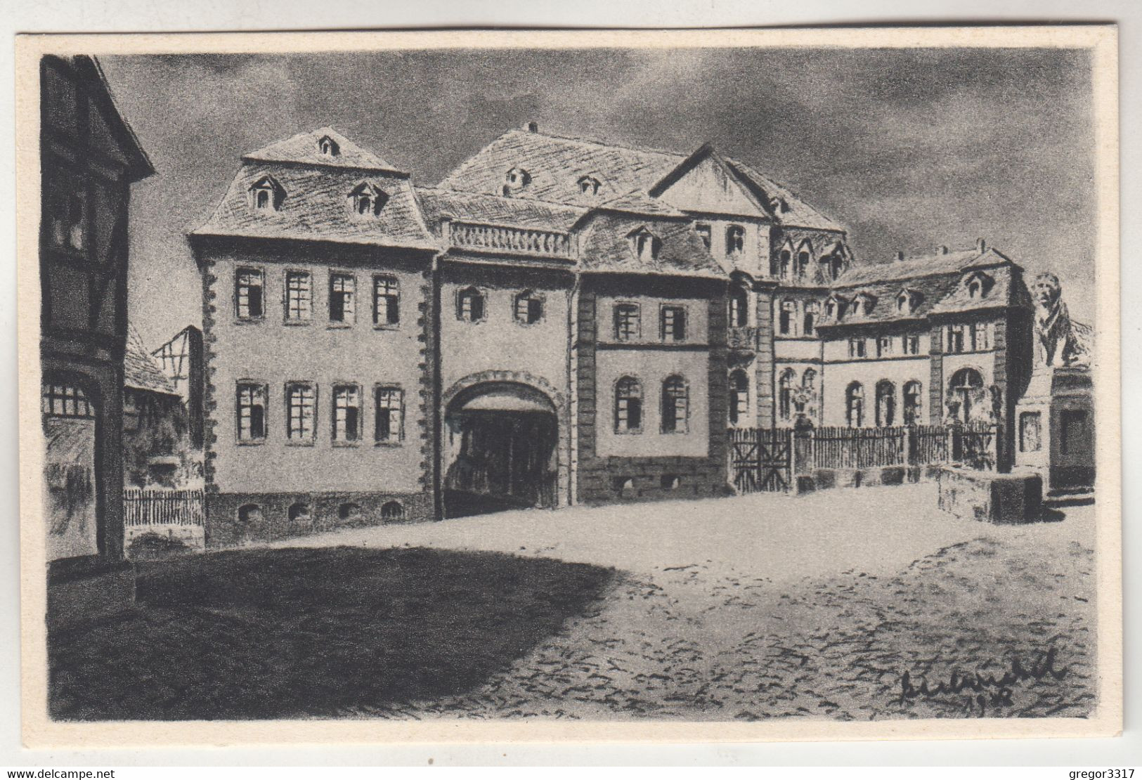 C1906) LAUTERBACH H. - Nach Kohlezeichung Von K. WINKEL - Haus Platzansicht Mit Denkmal - Lauterbach