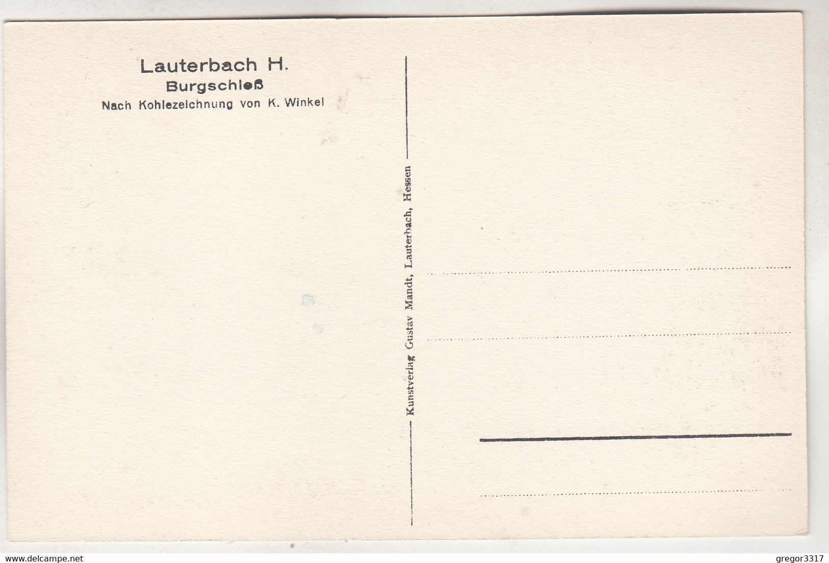 C1907) LAUTERBACH H. - Nach Kohlezeichung Von K. WINKEL - BURGSCHLOß - Alt Signiert - Lauterbach