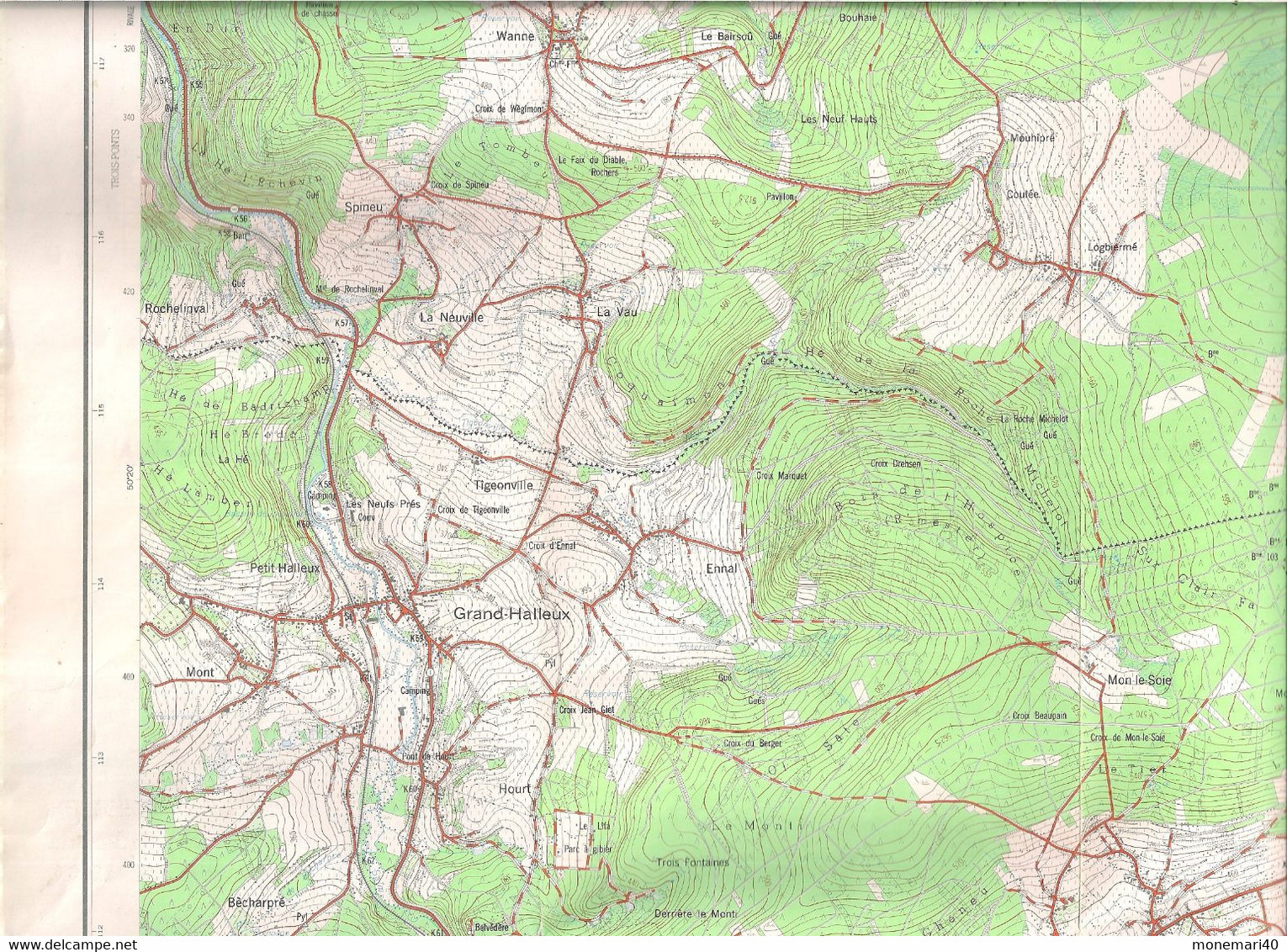 BELGIQUE - CARTE TOPOGRAPHIQUE - VIELSALM - RECHT (GRAND-HALLEUX-WANNE) - 56/1-2 -  I.N.G. - Cartes Topographiques