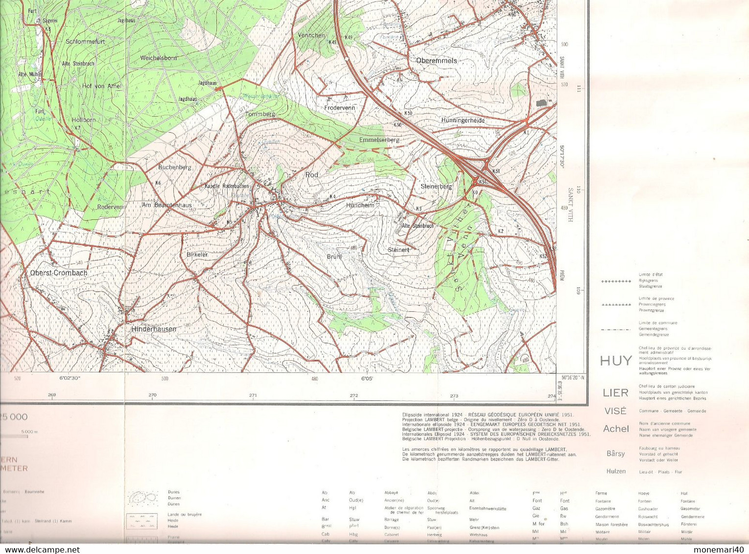 BELGIQUE - CARTE TOPOGRAPHIQUE - VIELSALM - RECHT (GRAND-HALLEUX-WANNE) - 56/1-2 -  I.N.G.