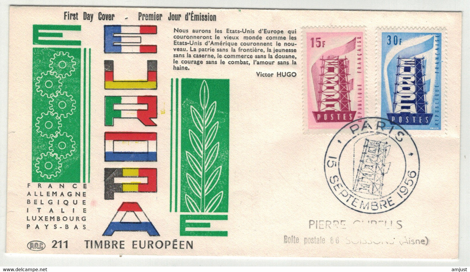 Europa // 1956 // France, Lettre 1er Jour - 1956