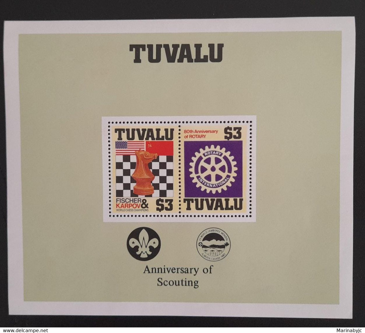 SL)TUVALU, CHESS, SCOUTS, Rotary Club MNH SOUVENIR SHEET - Tuva