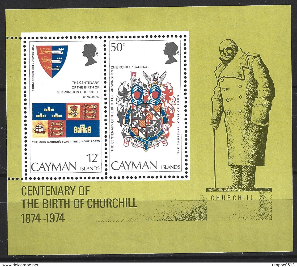 CAÏMANES. BF 6 De 1974. Winston Churchill. - Sir Winston Churchill