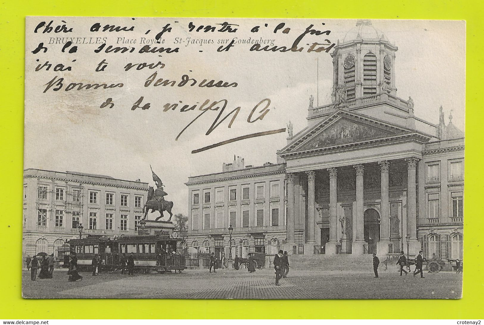 BRUXELLES Place Royale Saint Jacques Sur Coudenberg VOIR ZOOM Tram Tramway N°10 Et 8 Attelages Chevaux - Transporte Público