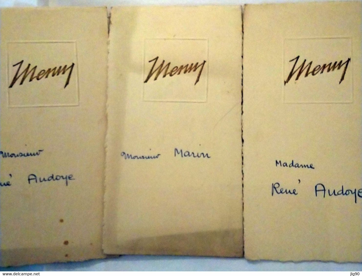 3 Menus Pour Déjeuner De Mariage à Belfort  R.AUDOYE/M.MARIN 6/08/1932 - Menus