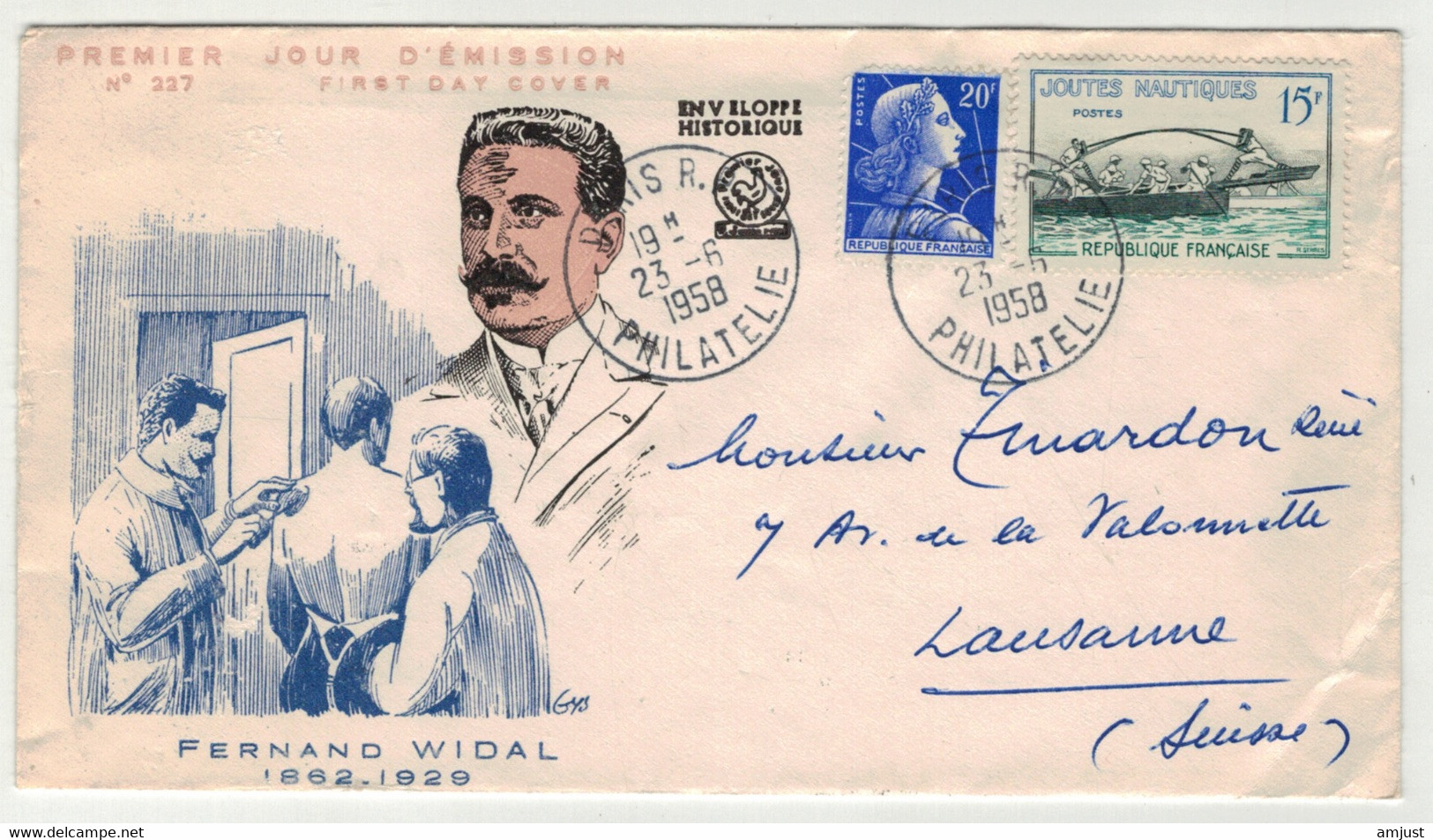 France // 1958 // Lettre Pour La Suisse (Fernand Vidal) - Storia Postale