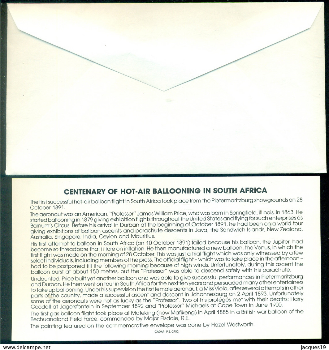 South Africa 1991 Special Cover Hot Air Balloon Centenary Mi 823 Open Cover With Flyer - Covers & Documents