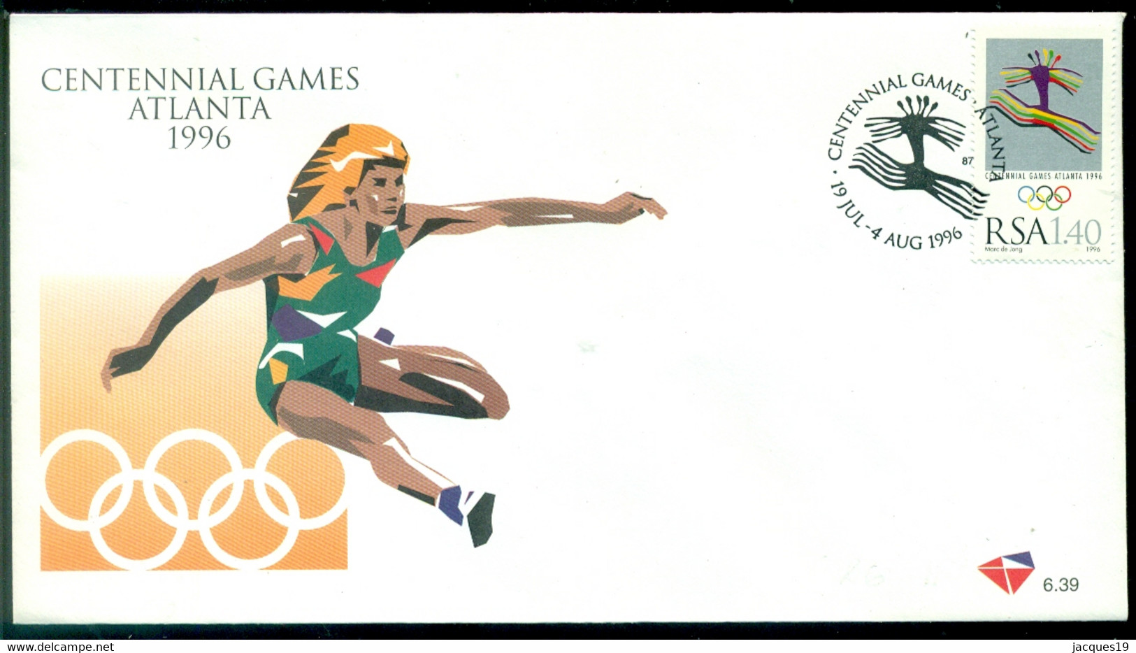 South Africa 1996 Special Cover Centennial Games Atlanta Mi 1010 Open Cover - Brieven En Documenten