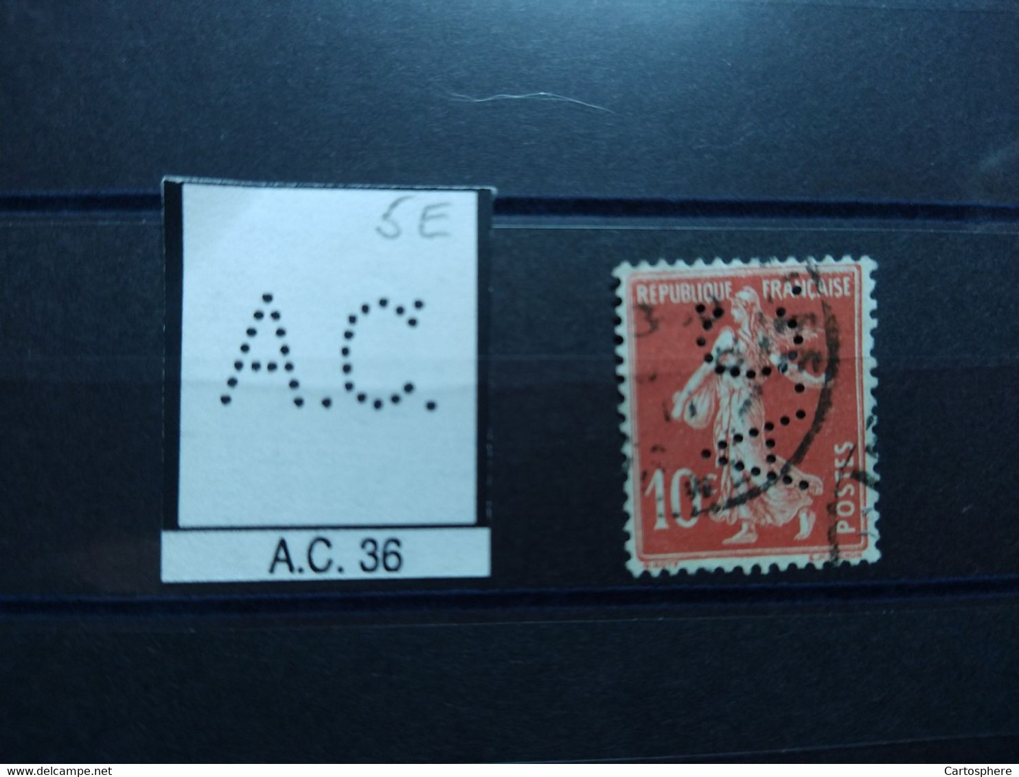 FRANCE TIMBRE  AC 36 INDICE 5  PERFORE PERFORES PERFIN PERFINS PERFO PERFORATION PERFORIERT - Oblitérés