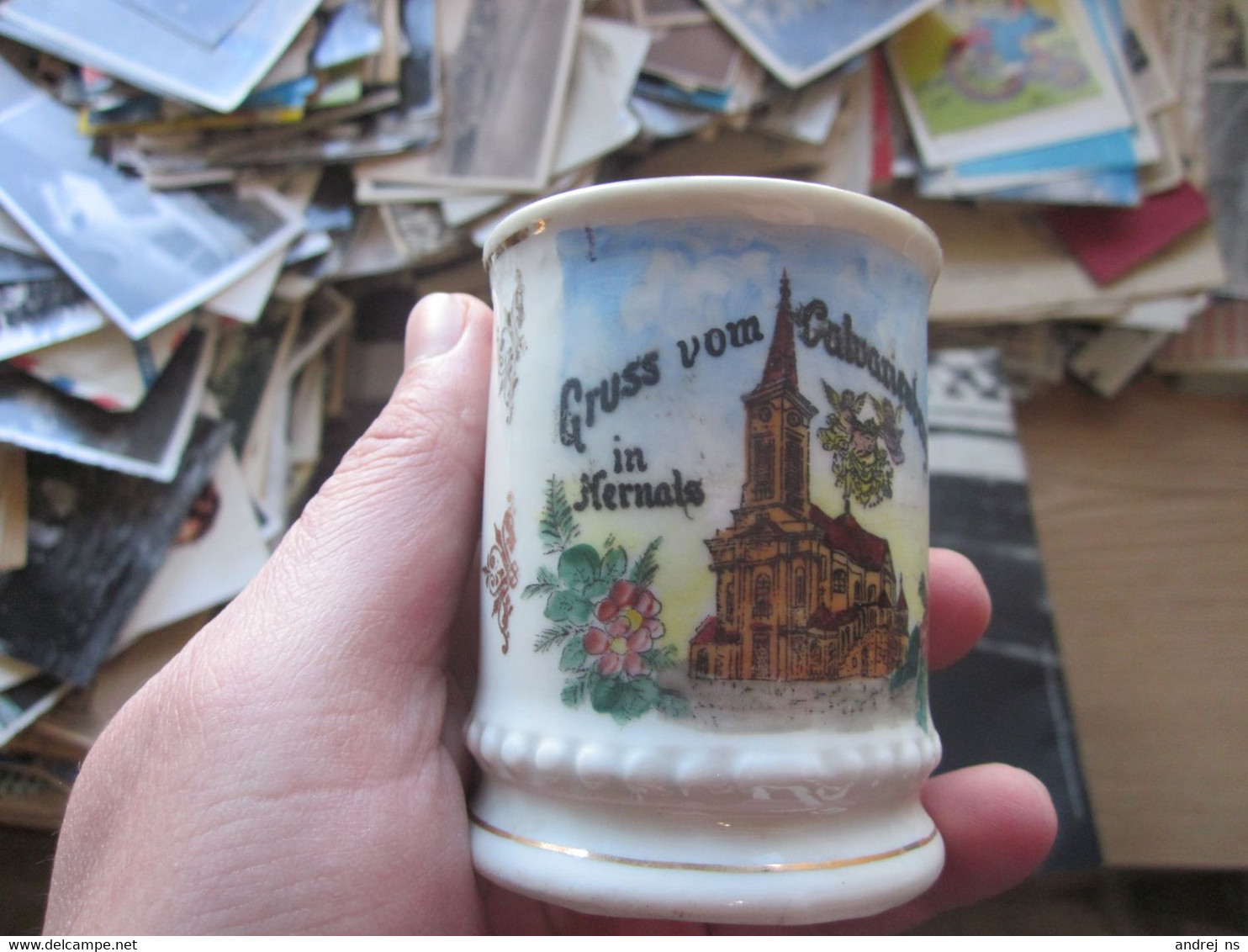 Gruss Vom Calvarienberg In Hernals An Old Porcelain Cup - Autres & Non Classés