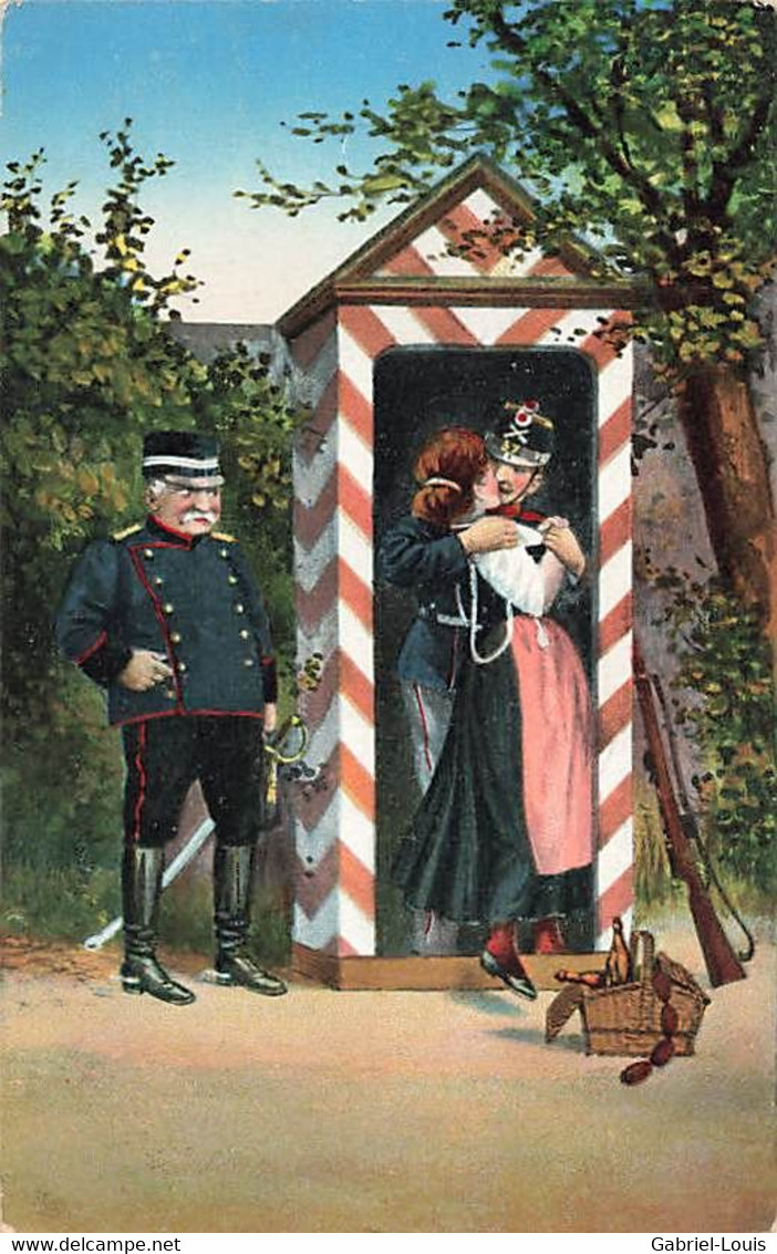 Militaria Schweiz Armee Armée Suisse Humour Soldat De Garde Baiser Femme Surpris Par Un Officier - Sonstige & Ohne Zuordnung