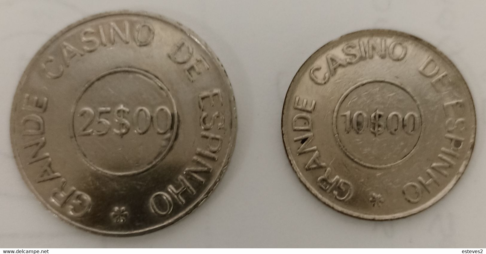 Portugal , CASINO DE ESPINHO , Ficha , Token , Jeton , 25$00 , 10$00 - Casino