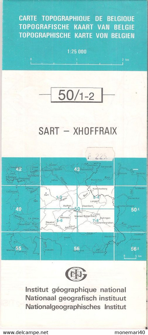 BELGIQUE - CARTE TOPOGRAPHIQUE - SART - XHOFFRAIX (BARAQUE MICHEL - MONT RIGI - MALCHAMPS - HOCKAI)  - 56/1-2 - I.N.G. - Cartes Topographiques