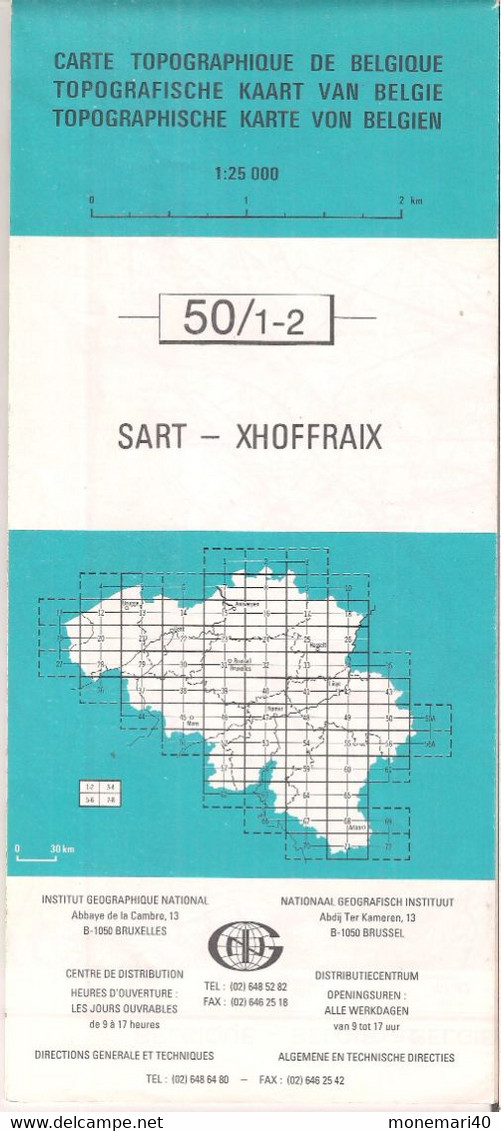 BELGIQUE - CARTE TOPOGRAPHIQUE - SART - XHOFFRAIX (BARAQUE MICHEL - MONT RIGI - MALCHAMPS - HOCKAI)  - 56/1-2 - I.N.G. - Cartes Topographiques