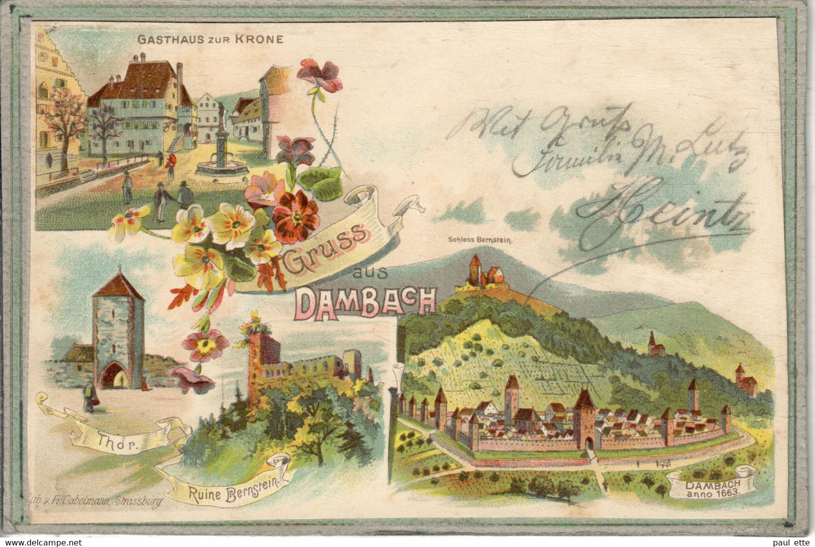 CPA - (67) DAMBACH-la-VILLE - Carte GRUSS Lithographique De 1897 - Dambach-la-ville
