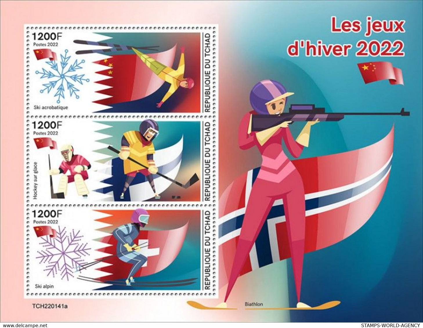 2022-08 - CHAD - WINTER GAMES 2022             3V    MNH** - Invierno 2022 : Pekín